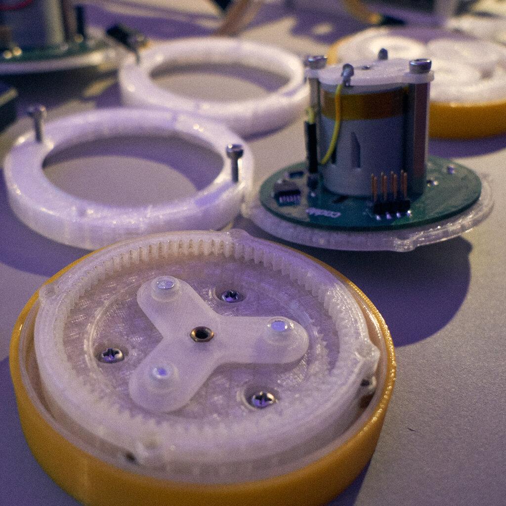 A wheel module prototype open for inspection.